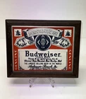 Vintage Budweiser King of Beers Wooden Framed Mirror 10” X 8”