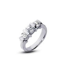 0.56 CT F VS2 Round Natural Certified Diamonds 18K Gold Classic Three-Stone Ring