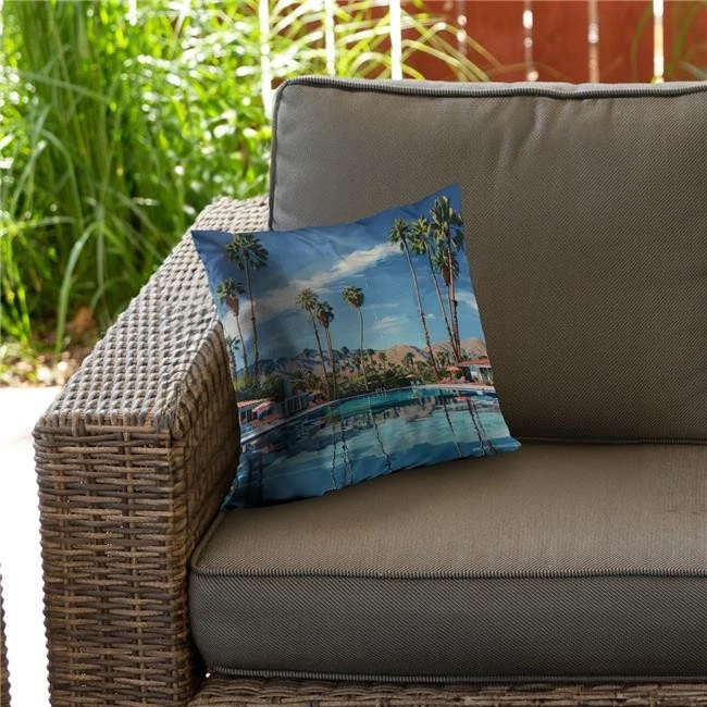 Begin Home Decor C1PO1616E9F7DE 16 x 16 in. Palm Trees Pillow - Tropical Home...