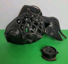 Vintage 11.5 x 7 Hanging Cast Iron Koi Fish C...
