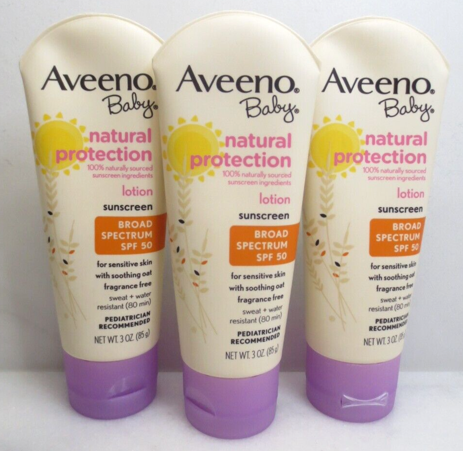 AVEENO BABY NATURAL PROTECTION LOTION SUNSCREEN SPF 50 OZ LOT OF