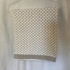 Pottery Barn Kids Baby Blanket Knitted Grey White Cotton