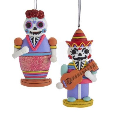 Day of the Dead Sugar Skull Ornaments Set of 2 Halloween Dia De Los ...
