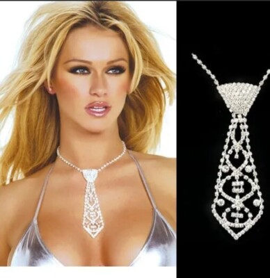 Elegant Moments J1318 Women Rhinestone Jewelry Neck Tie Necklace Choke