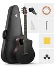 Donner Rising-G1 38" Acoustic Guitar Stain Balck Carbon Fiber And Wood With Case