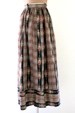 Vintage 70's Dayglo Floral Maxi Skirt High Waisted Peasant Boho Hippie 25.5"