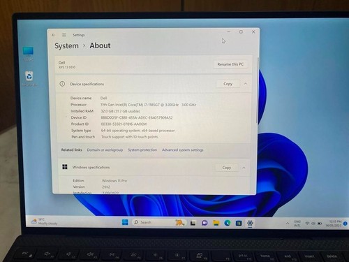 11th gen i7 Dell XPS 13 (9310) 4K Touch Screen Laptop with 32 GB 1 TB SSD - Picture 7 of 9