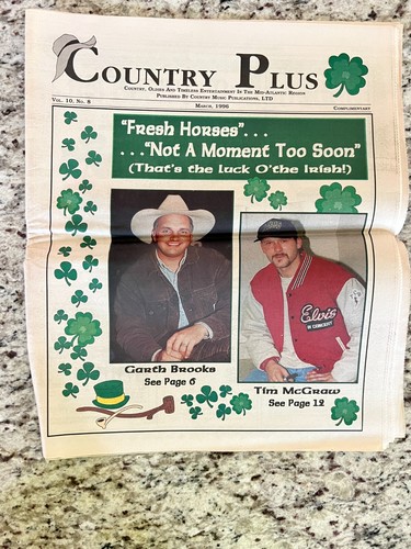 Country Plus Newspaper, March 1996 With Garth Brooks & Tim McGraw On Cover.