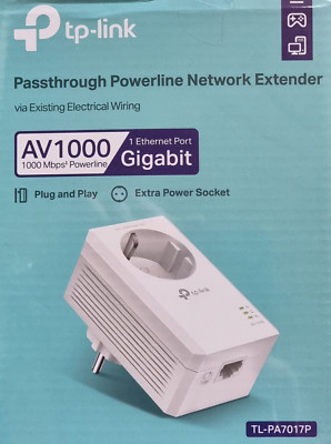 TPLINK Powerline Adapter AV1000 Gigabit Ethernet Port mit Steckdose bis 1GBit/s
