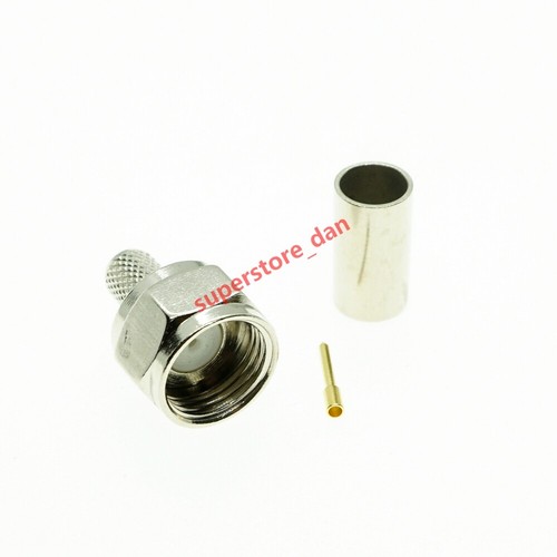 F Male Plug Crimp For RG58 RG142 RG400 LMR195 LMR200 RF Cable Lot Connector - Picture 2 of 4