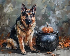 German Shepherd Sitting Playfully - 8x10 Matte Print