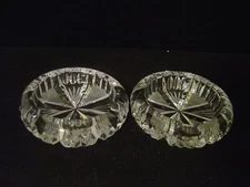 VINTAGE PAIR OF CUT GLASS INDIVIDUAL ASHTRAYS DIAMOND POINTS