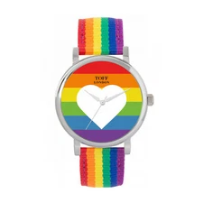 Toff London TLWS-70325 38mm Pride White Heart Rainbow Watch