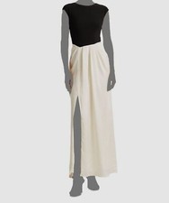 240 Ralph Lauren Women's Ivory Colorblock Round Neck Evening Gown Dress Size 10