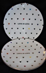 Williams Sonoma LOVE IS LOVE 7" Hearts Plates POTTERY BARN West Elm Human Rights