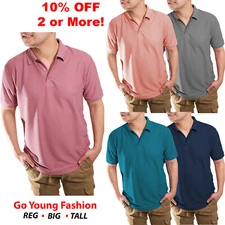 Men's Polo Shirt Short Sleeve Cotton Causal Jersey Plain Golf Sport Performance