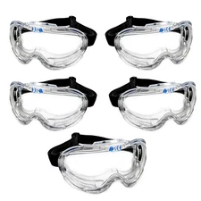 5 Packs  Anti-Fog Anti Scratch Impact Clear Safety Goggles Fit Over Most Glasses