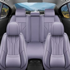 Nappa Leather Car Seat Covers Set Full Cushion Interior Protector Fit Most Car