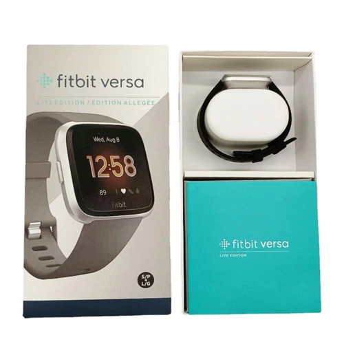 NEW Black Fitbit Versa lite Wearable Smartwatch Fitness Activity Tracker S & L - Picture 4 of 8