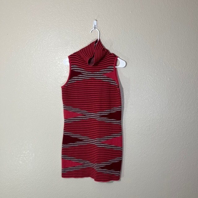 Title Nine Red Striped Merino Wool Sleeveless Cowl Neck Golf Dress Medium M