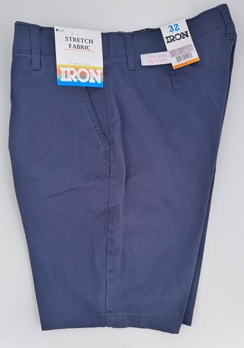 IRON CO Men's Stretch Shorts (SIZE 32) Flex Waist Flat Front LAKE BLUE New Tag! - Picture 8 of 8