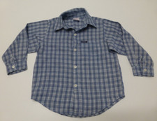 Guess Boys Size 4-5 Blue Plaid Button Front Shirt Great Condition