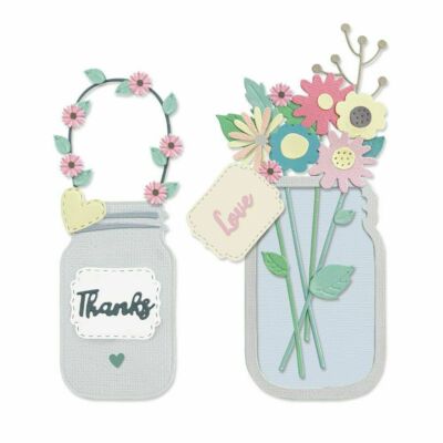 Sizzix Thinlits Die Set 17 Stanzen - Glas Blumen #665079