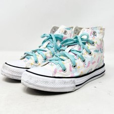Girls Converse All Star High Top Sneakers White/Multi Unicorns Size 12