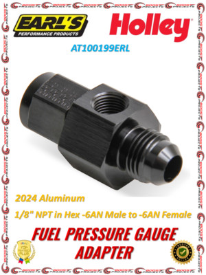 Earl's Fuel Pressure Gauge Adapter 1/8'' NPT Hex 6AN Male to Female AT100199ERL