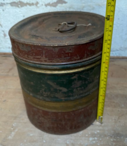 OVAL ANTIQUE WARDROBE HAT CONTAINER STORAGE PAINTED METAL SOLD SEPARATELY - Picture 24 of 32