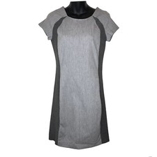New AMY MATTO New York Sheath Dress Women's 4 Gray Black Colorblock Back Zip