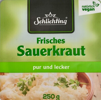 Schlichting Frisches Sauerkraut  roh pur ungewürzt 250g SINGLE Packs (4,40/kg)