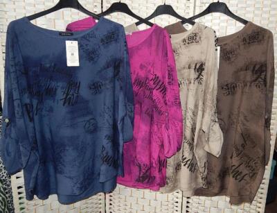Oversize*Tunika  TEXT*coole Shirts Übergang*Krempelarme Gr.42/44/46**ITALY MODA