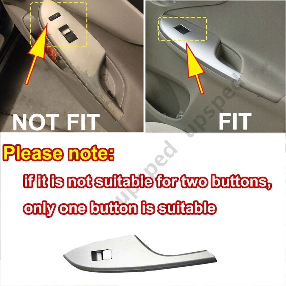 Panel bisel cubierta interruptor ventana auto auto auto plateado 4 piezas para Toyota Corolla 2009-13 Foto 3 de 4