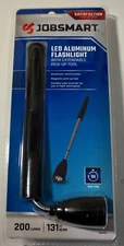 JOBSMART LED ALUMINUM FLASHLIGHT W/ EXTENDABLE PICK-UP TOOL 200 LUMEN NWT!!!