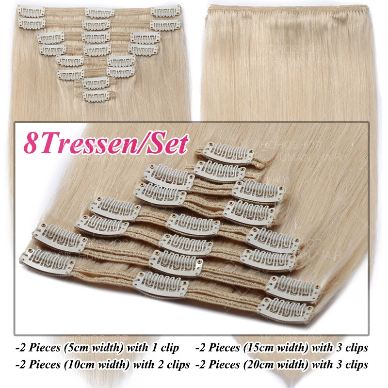 DICK 170G Doppelt Tressen Clip In Extensions 100% Echthaar Remy Haarverlängerung - Bild 3 von 4