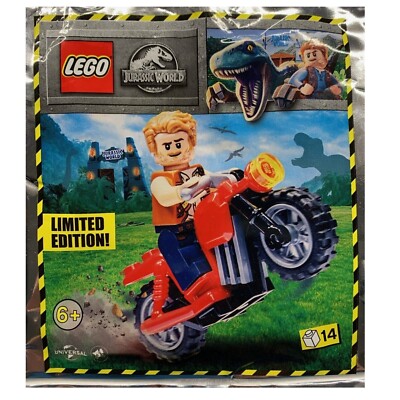 LEGO Jurassic World Owen w/ Red Motorbike Limited Edition Foil