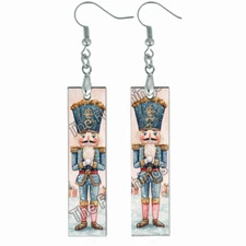Nutcracker Earrings NO TARNISH Wood Bar Hypoallergenic Handcrafted Gift