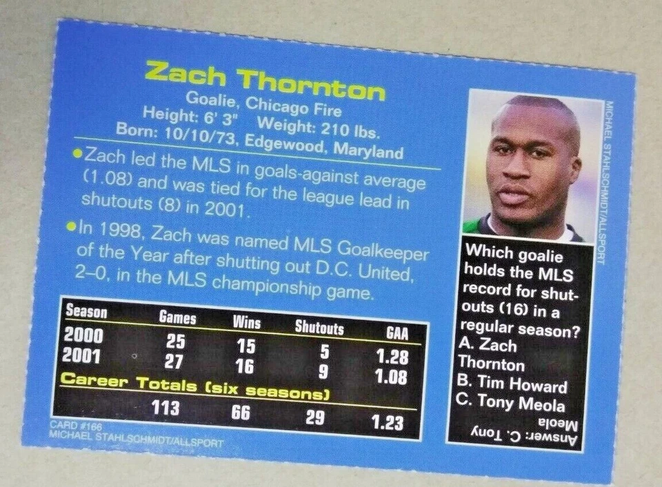 ZACH THORNTON DEC 2002 SPORTS ILLUSTRATED SI FOR KIDS CHICAGO FIRE CARD - Image 2 of 4