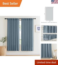 Vintage Style Stone Blue Semi-Sheer Curtains - 52x72" 2 Panels for Living Room
