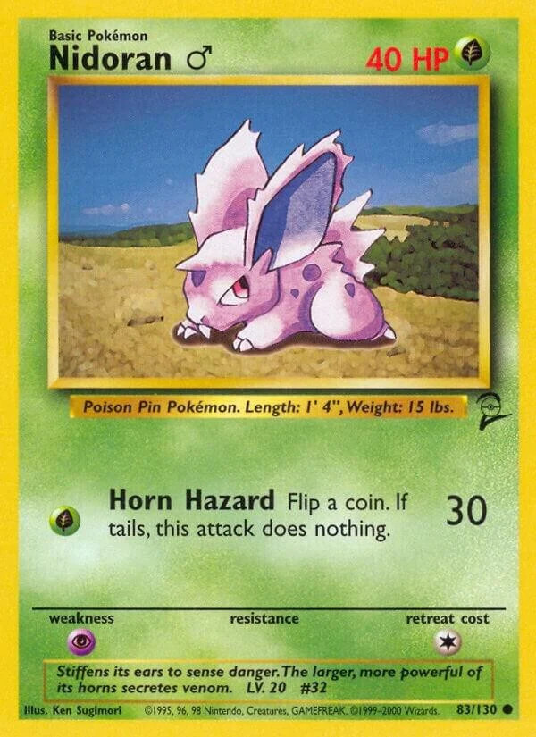Pokemon BASE SET 2 Card 83/130 Nidoran-M