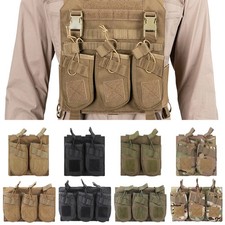 Military Tactical Open-Top Double/Triple Molle Rifle Mag Pouch with Bungee Strap