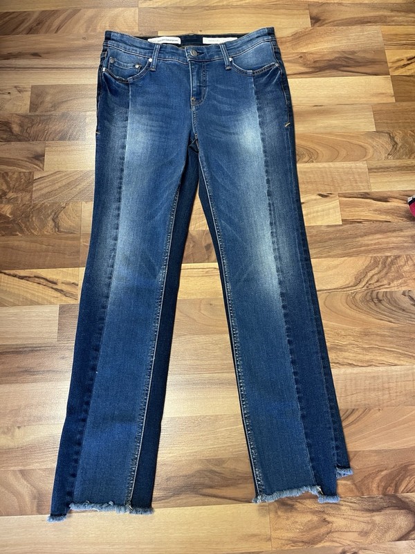 Pilcro Parallel Jeans Anthropologie Women Size 27 Two Tone Raw Hem Denim (C)
