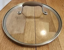 Tempered Glass Replacement Lid OD 10" ID 9" Brown Handle