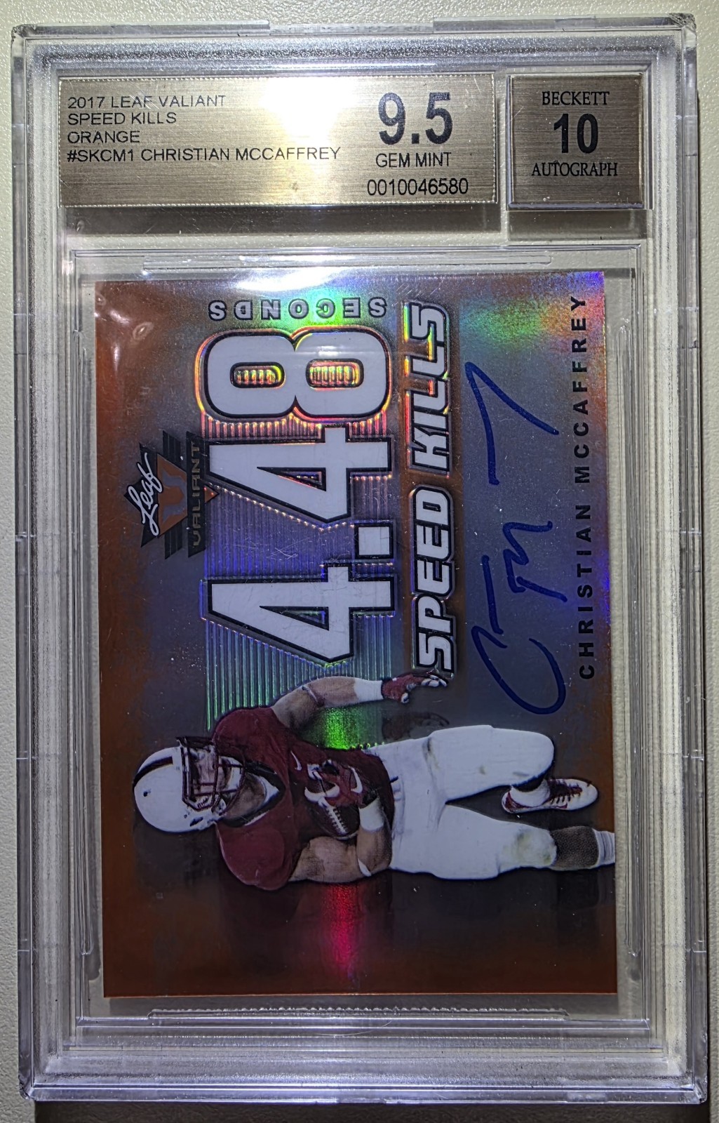 Christian McCaffrey Leaf Valiant Speed Kills Autographs #CM1 Base