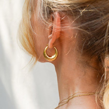 14K Gold Plated Chunky Triple Hoop Earrings for Women