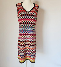 Vintage Kay Windsor Multicolor Woven Ribbon Knit Dress Sleeveless Bust 38"