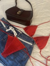 Handmade Crochet Bikini Set Red S-M 