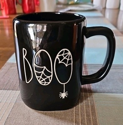 Rae Dunn Boo! Halloween mug, Spider, Spiderwebs, Black