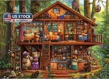 1000 Piece Jigsaw Puzzles for Adults Seniors - Bear Family Treehouse Forest Pu